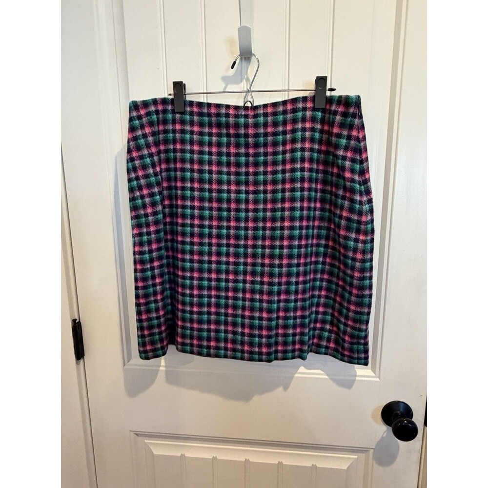 lbots Green Pink Plaid Tartan Wool Blend Mini Skirt Size 14 NWT